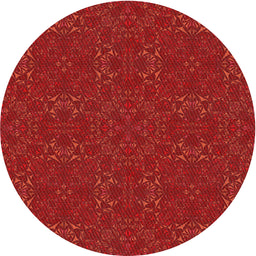 Round Machine Washable Transitional Fire Red Rug, wshpat2809