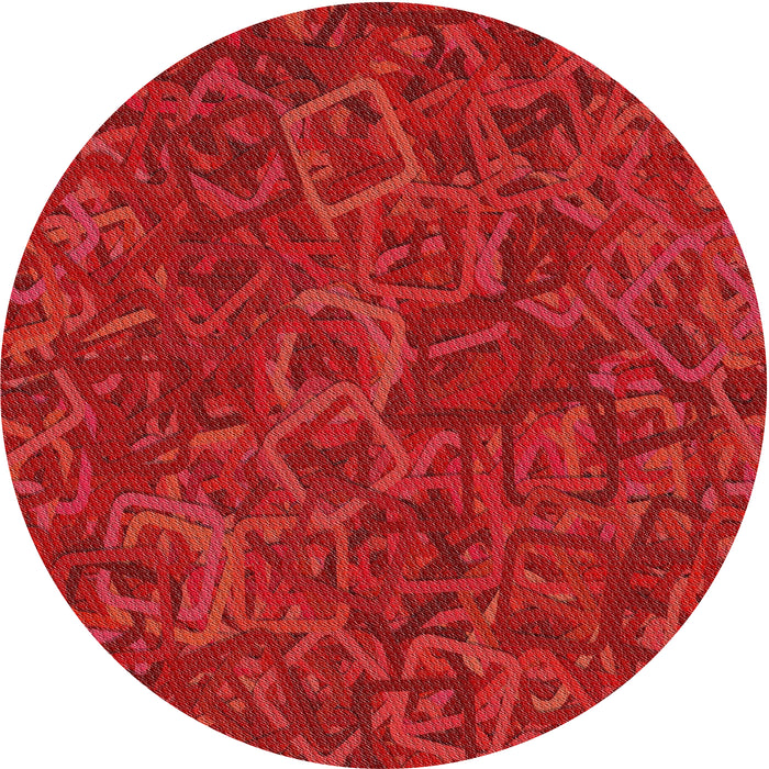 Round Patterned Red Novelty Rug, pat2817