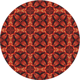 Round Machine Washable Transitional Cranberry Red Rug, wshpat2821