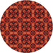 Round Machine Washable Transitional Cranberry Red Rug, wshpat2821