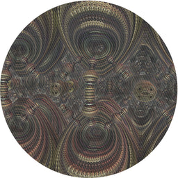 Round Machine Washable Transitional Army Brown Rug, wshpat2825