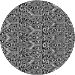 Round Patterned Silver Gray Novelty Rug, pat2828