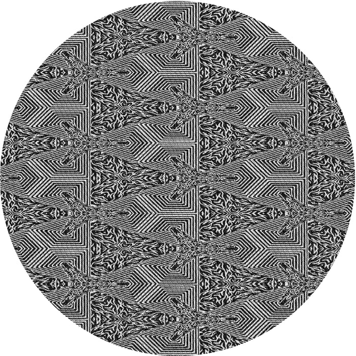 Round Patterned Silver Gray Novelty Rug, pat2828