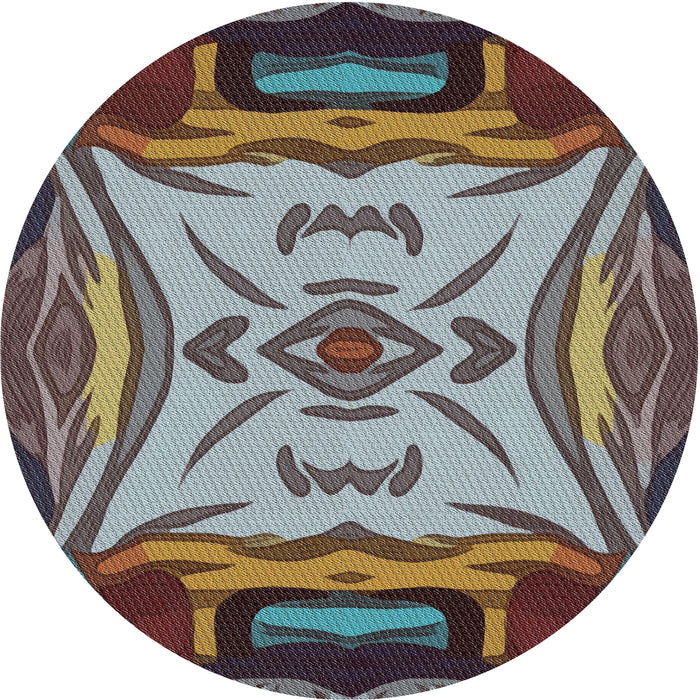 Round Patterned Dark Gray Modern Rug, pat2829