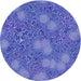 Round Patterned Sky Blue Novelty Rug, pat2831