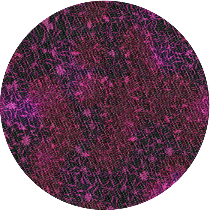 Round Machine Washable Transitional Plum Purple Rug, wshpat2832