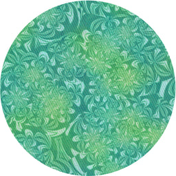 Round Machine Washable Transitional Turquoise Green Rug, wshpat2833