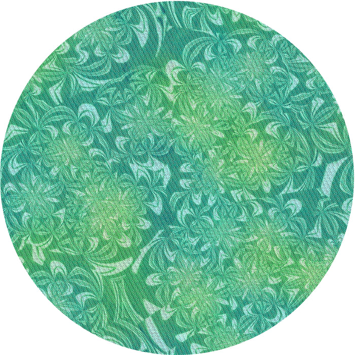 Round Patterned Turquoise Green Novelty Rug, pat2833