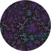 Round Machine Washable Transitional Purple Navy Blue Rug, wshpat2834