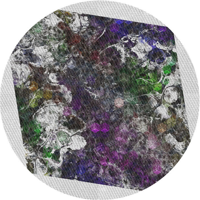 Round Patterned Silver Gray Novelty Rug, pat2836