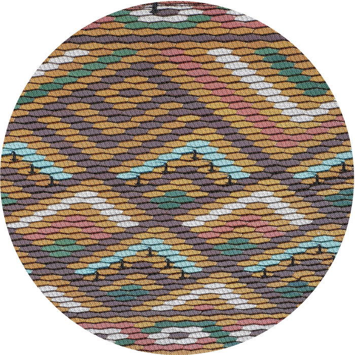 Round Patterned Bakers Brown Novelty Rug, pat2843