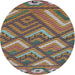 Round Machine Washable Transitional Bakers Brown Rug, wshpat2843