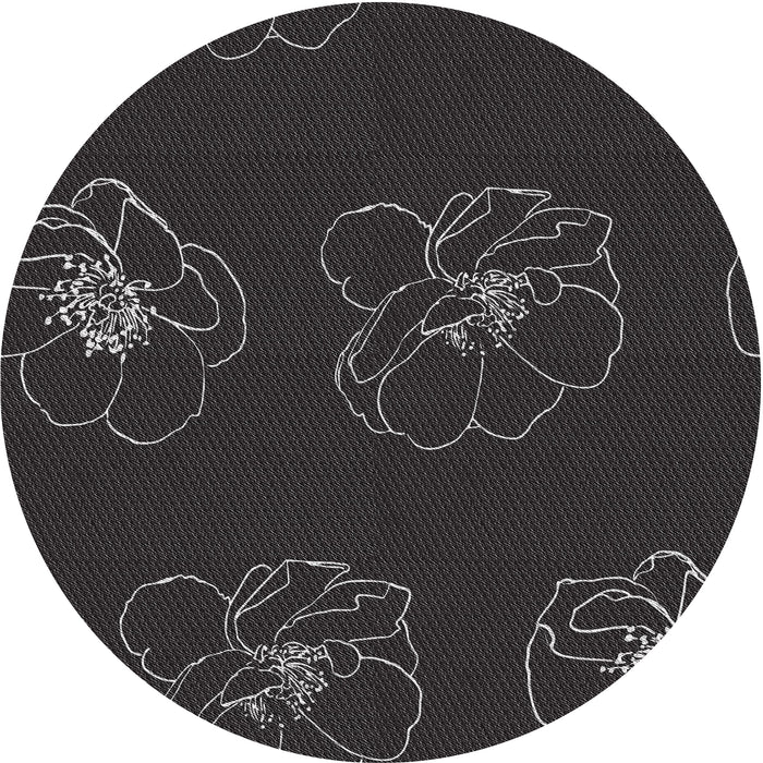 Round Patterned Black Novelty Rug, pat2845