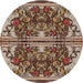 Round Patterned Bakers Brown Novelty Rug, pat2849