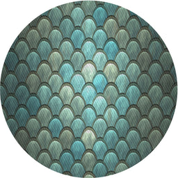 Round Machine Washable Transitional Dark Slate Gray Green Rug, wshpat2859