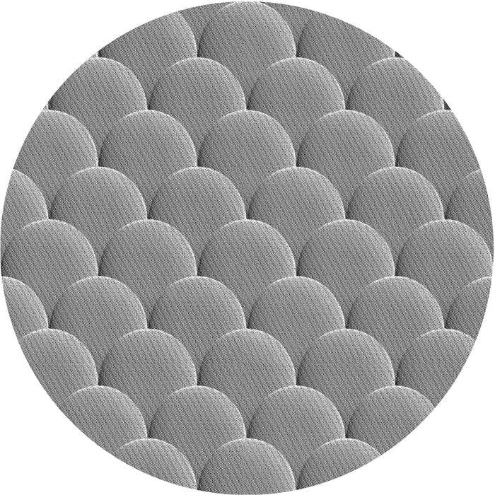 Round Patterned Silver Gray Novelty Rug, pat2860
