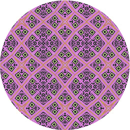 Round Patterned Pink Modern Rug, pat2868