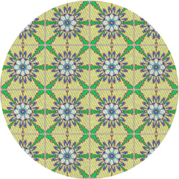Round Machine Washable Transitional Green Rug, wshpat2872