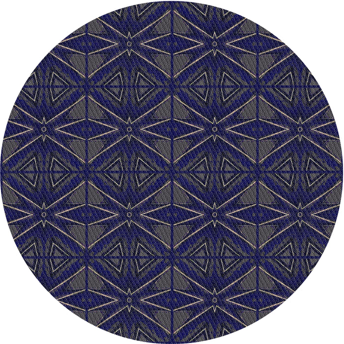 Round Machine Washable Transitional Night Blue Rug, wshpat2873