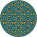 Round Patterned Mint Green Novelty Rug, pat2875