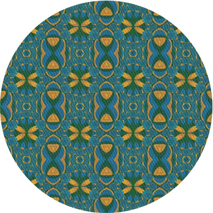Round Machine Washable Transitional Mint Green Rug, wshpat2875