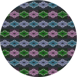 Round Patterned Charcoal Black Novelty Rug, pat2877