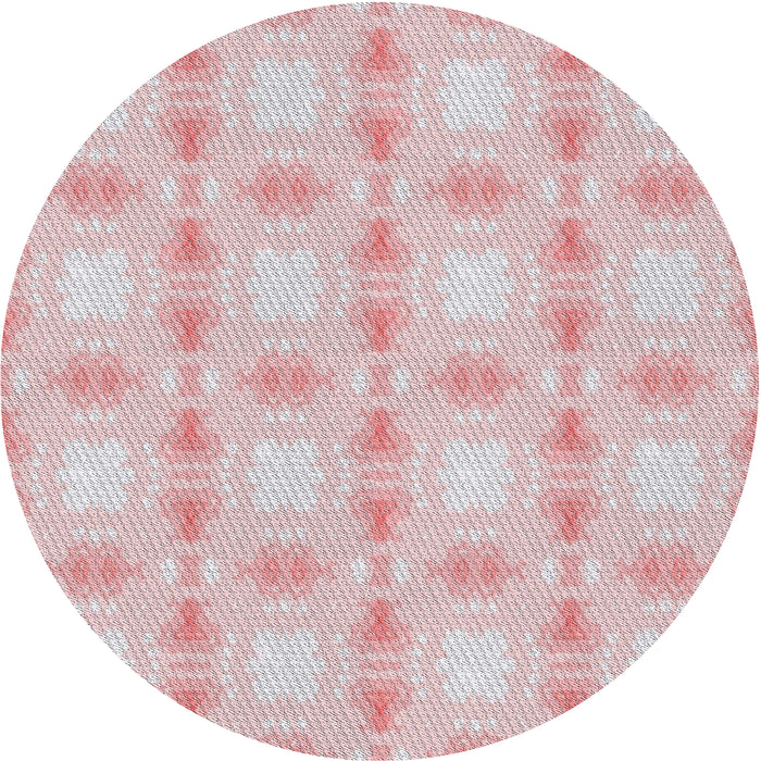 Round Machine Washable Transitional Pig Pink Rug, wshpat2879
