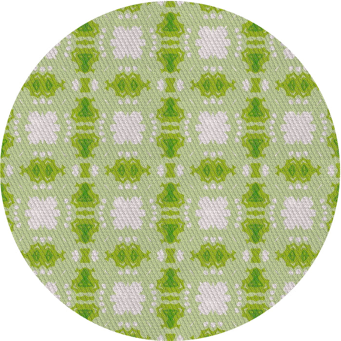 Round Patterned Tea Green Novelty Rug, pat2880