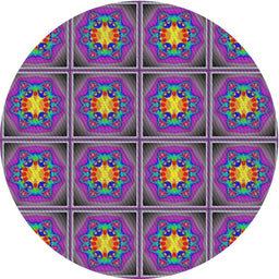 Round Patterned Gunmetal Gray Modern Rug, pat2882