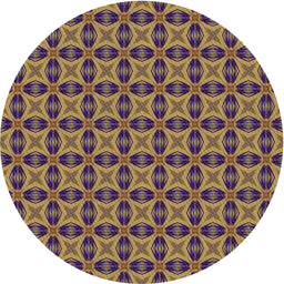 Round Patterned Metallic Gold Novelty Rug, pat2888