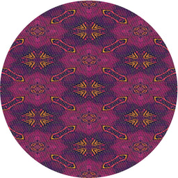 Round Machine Washable Transitional Plum Purple Rug, wshpat288