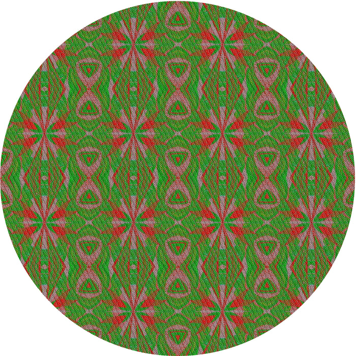 Round Patterned Saddle Brown Novelty Rug, pat2890