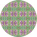 Round Patterned Mauve Taupe Purple Novelty Rug, pat2891