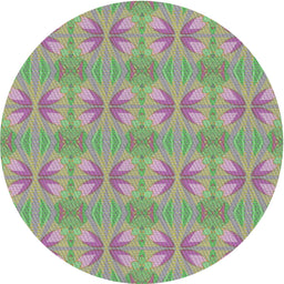 Round Machine Washable Transitional Mauve Taupe Purple Rug, wshpat2891