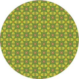 Round Machine Washable Transitional Green Rug, wshpat2897