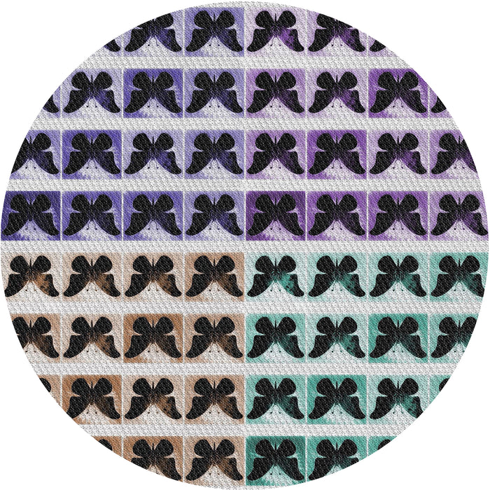 Round Patterned Platinum Silver Gray Novelty Rug, pat2900