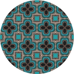Round Patterned Charcoal Black Novelty Rug, pat2901