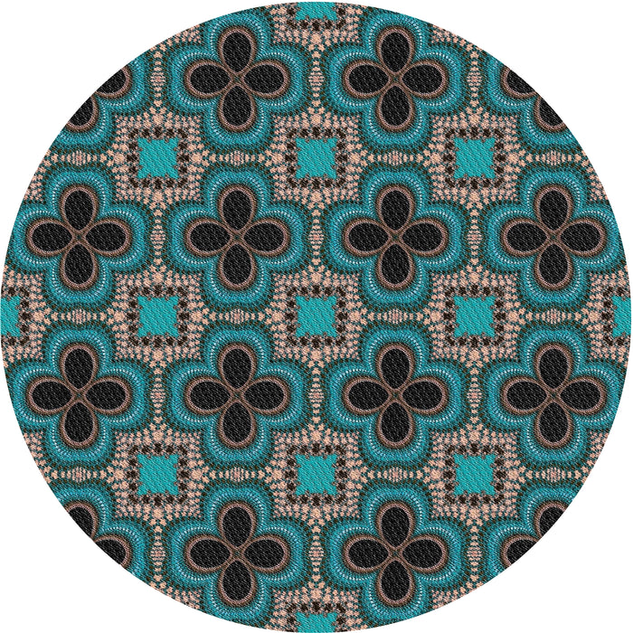 Round Patterned Charcoal Black Novelty Rug, pat2901