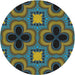 Round Patterned Charcoal Black Novelty Rug, pat2902