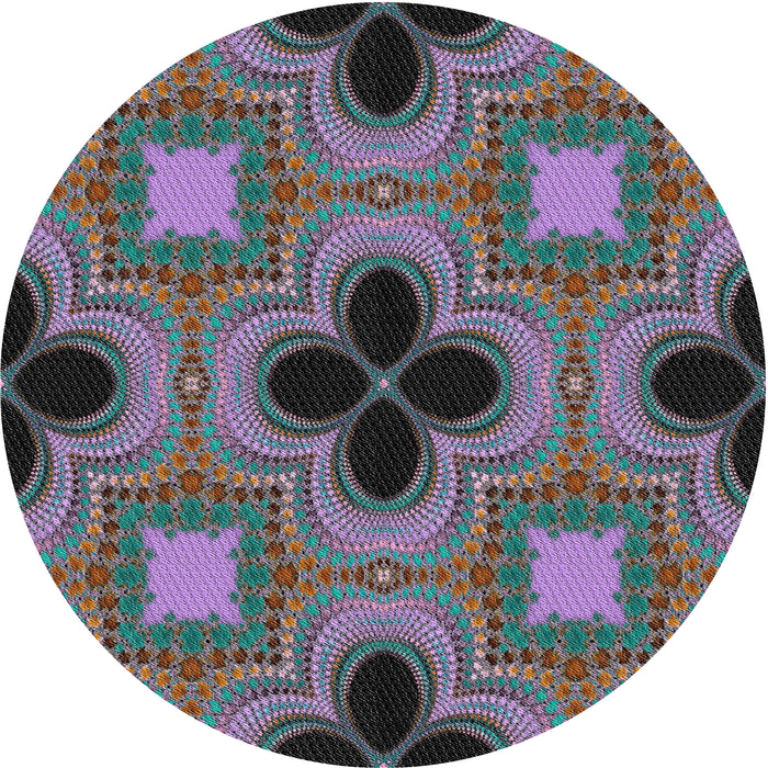 Round Machine Washable Transitional Burgundy Brown Rug, wshpat2903