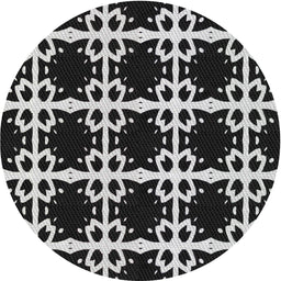 Round Patterned Black Novelty Rug, pat2908