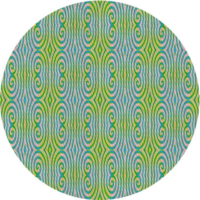 Round Machine Washable Transitional Khaki Green Rug, wshpat2910