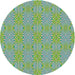 Round Machine Washable Transitional Khaki Green Rug, wshpat2910