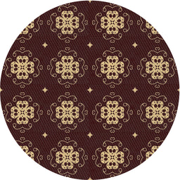 Round Machine Washable Transitional Black Brown Rug, wshpat2911