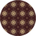 Round Patterned Black Brown Novelty Rug, pat2911