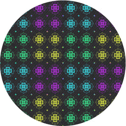 Round Patterned Green Novelty Rug, pat2914