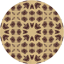 Round Patterned Mustard Yellow Novelty Rug, pat2915