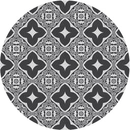 Round Patterned Silver Gray Novelty Rug, pat2916