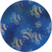 Round Patterned Blue Novelty Rug, pat2921