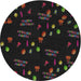 Round Patterned Black Novelty Rug, pat2922